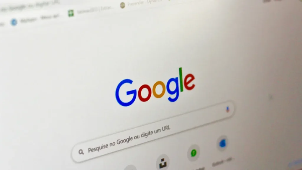 Tela de computador mostrando a página de pesquisa do Google